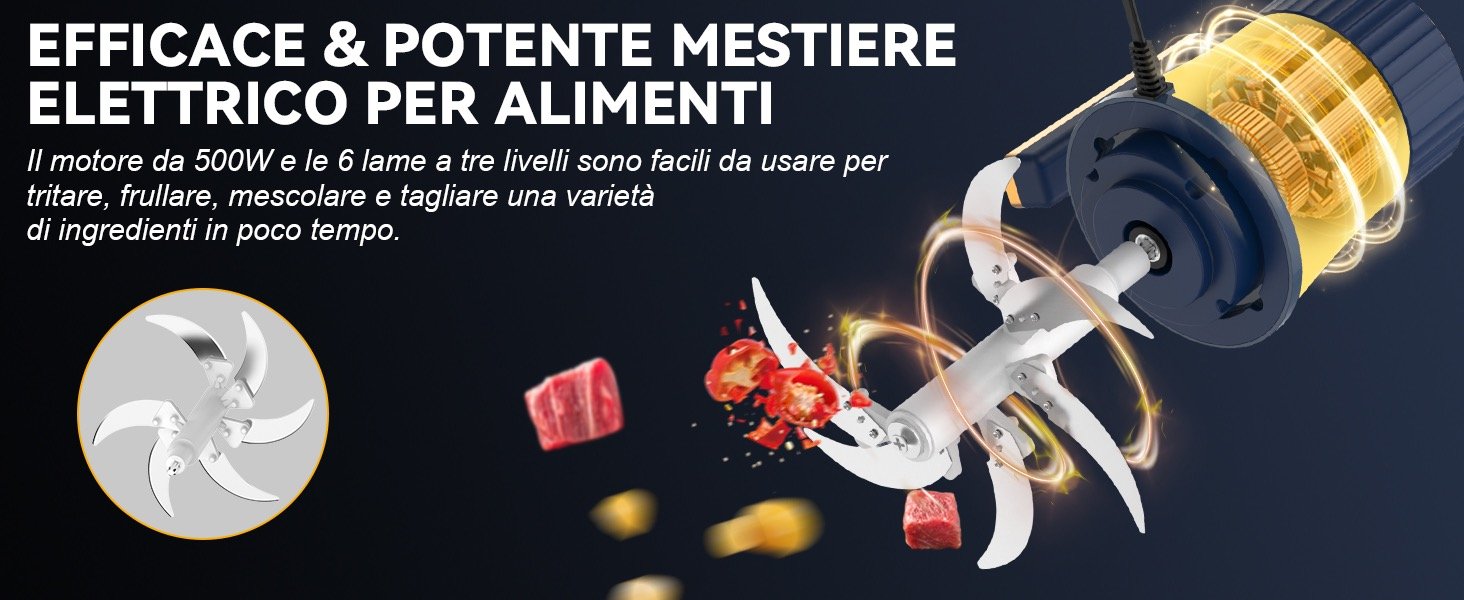 Motore potente e lame in acciaio inox