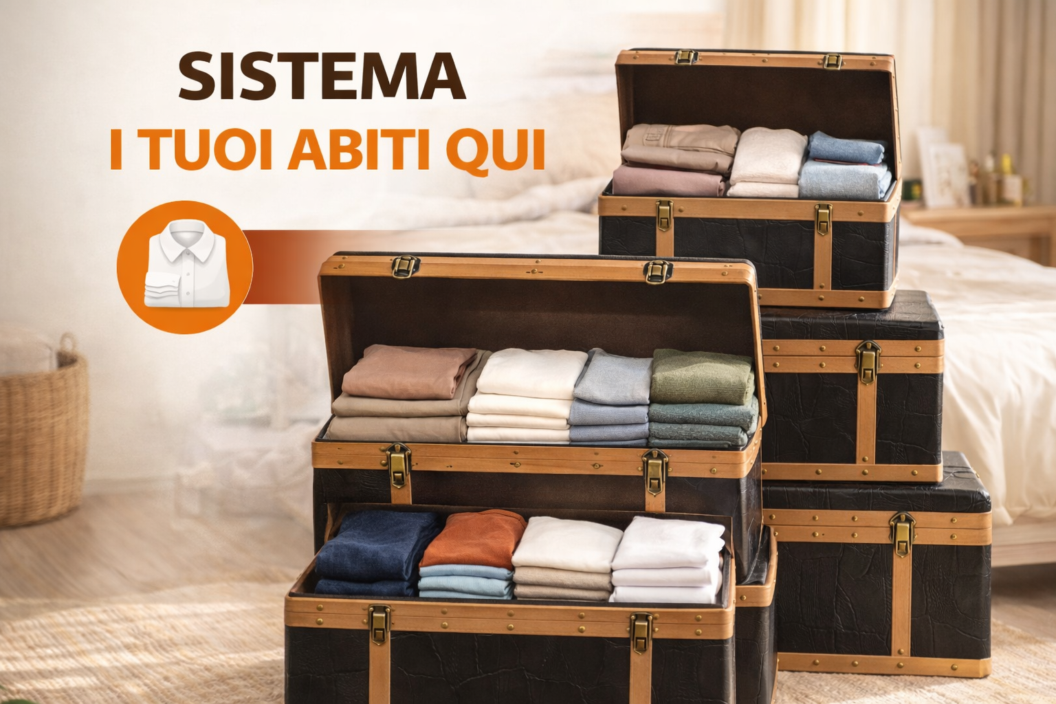 Set di bauli 4 pezzi nero effetto vintage