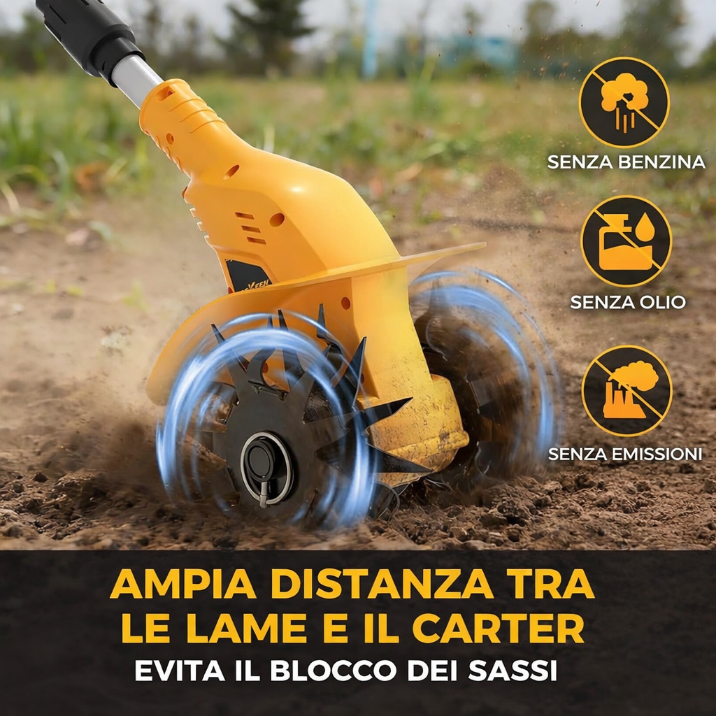 Dettaglio impugnatura e struttura motozappa