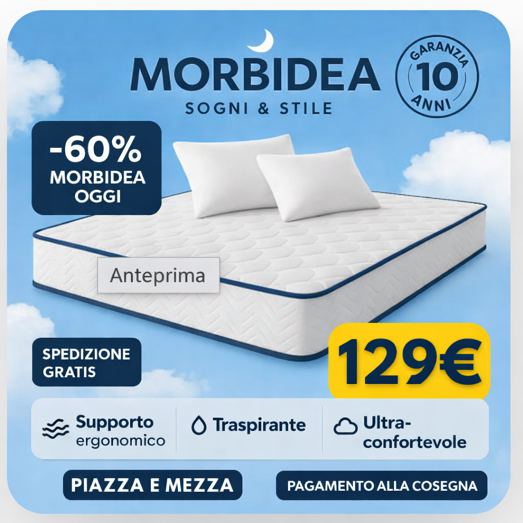 Offerta Morbidea: materasso in Memory Foam con prova 100 notti