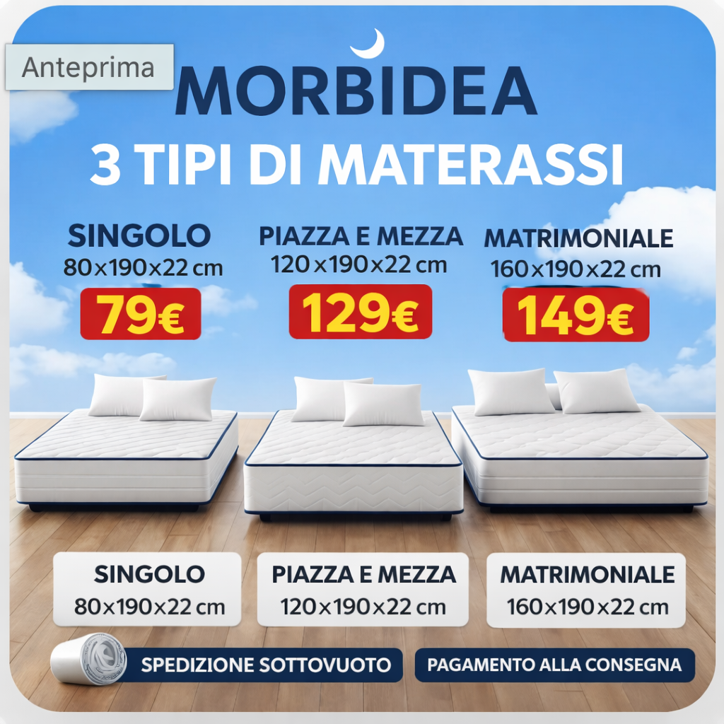 Offerta Morbidea: materasso in Memory Foam con prova 100 notti