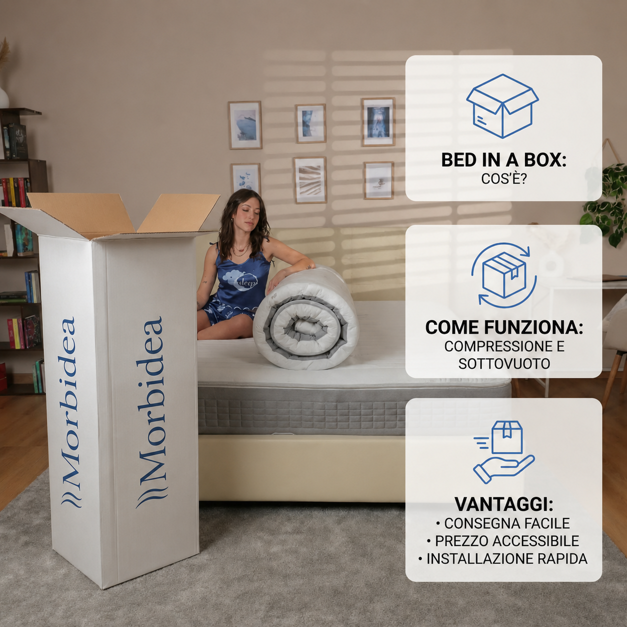 Materasso Morbidea bed in a box sottovuoto