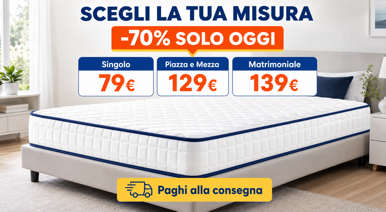 Materasso Memory Foam Briconsigli su letto matrimoniale