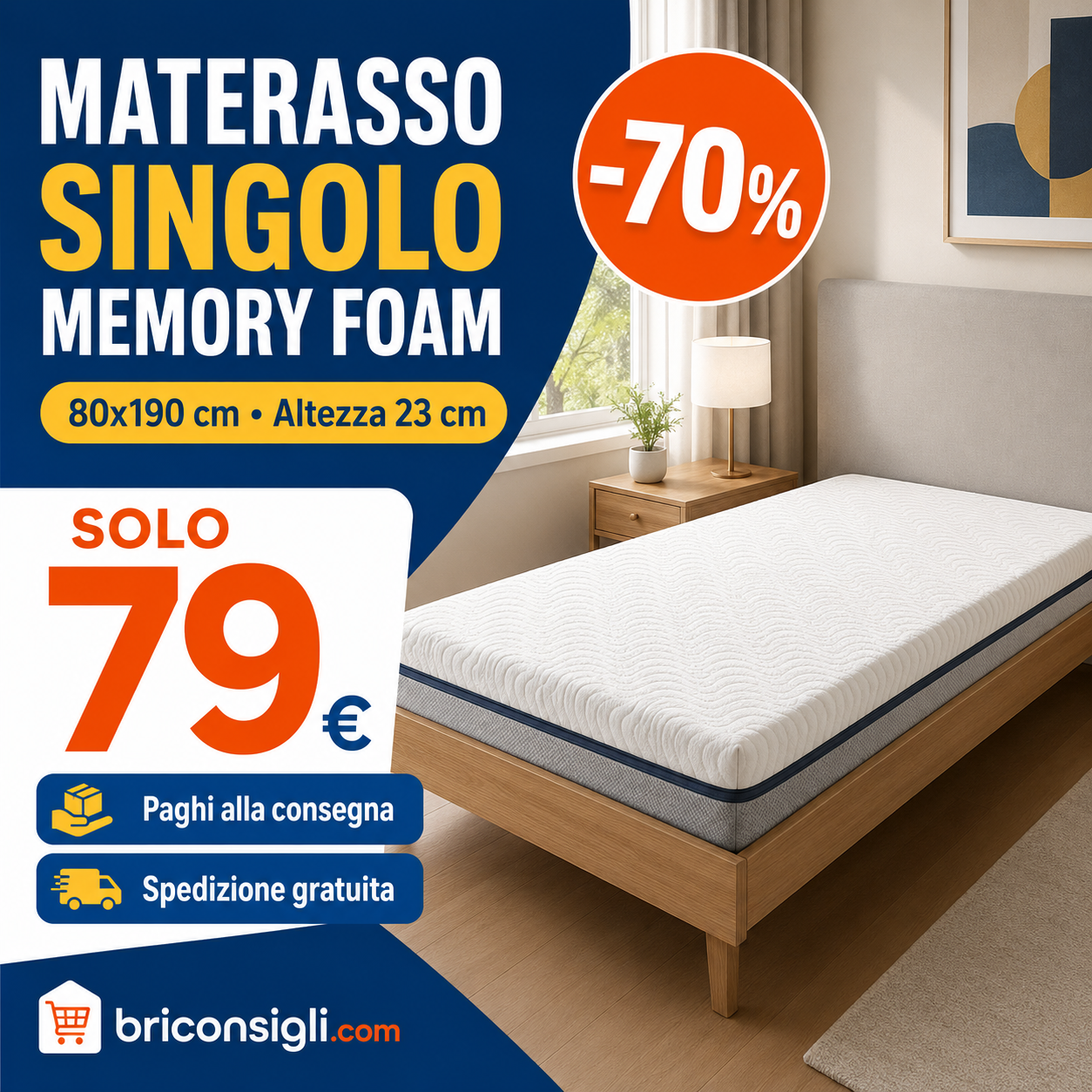 Offerta Briconsigli: materasso singolo in Memory Foam