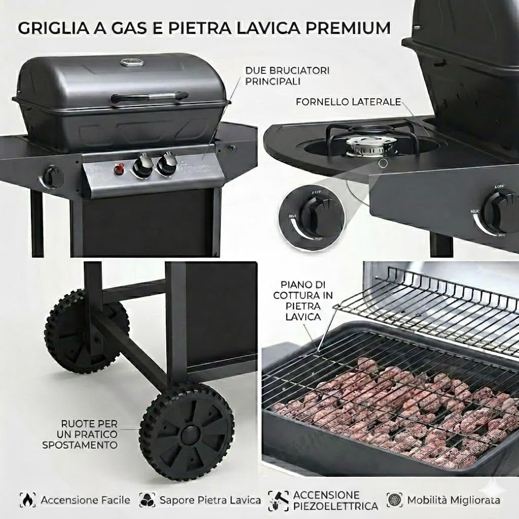 Barbecue Alabama Ambra Garden a gas in pietra lavica