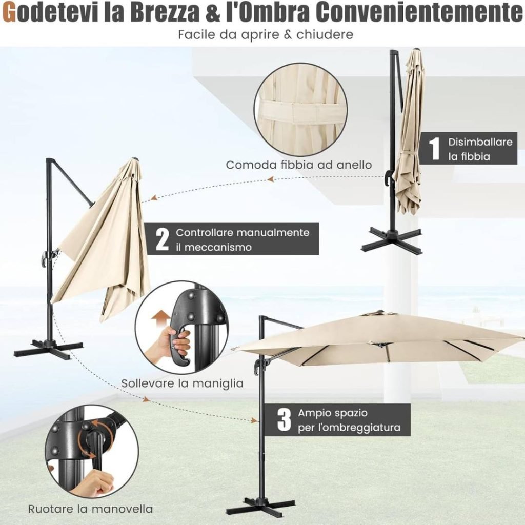 Ombrellone con rotazione 360 gradi