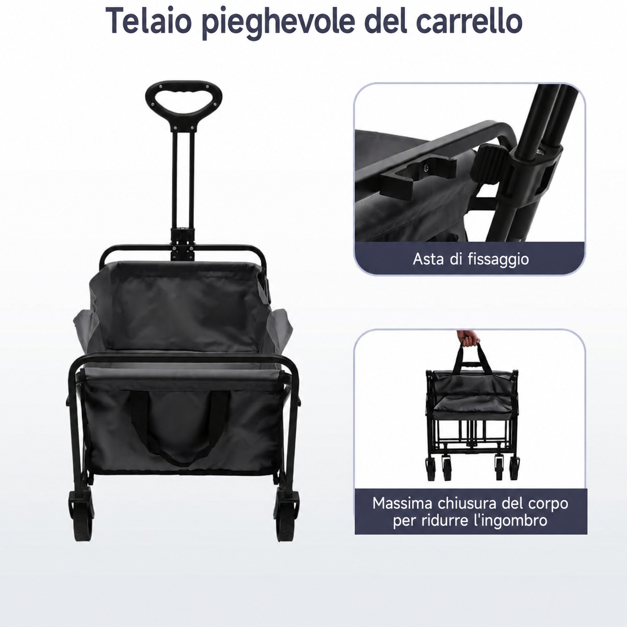 Telaio in acciaio nero del carrello